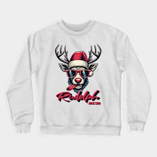 Christmas print design of Rudolph rock star Crewneck Sweatshirt